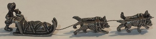 Vtg pewter dog sled figurine - dog,
