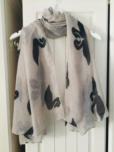 Large taupe black scarf - taupe/black, with