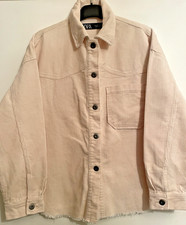 Zara Ladies Cream Corduroy Shirt Jacket  Size Medium  100% Cotton