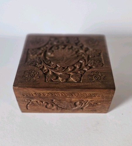 Handcarved wooden box - handcarved,