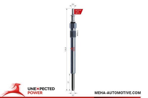 Glow plug 24mm length 220mm - glow,