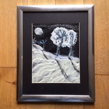 Contemporary Abstract Landscape Textile Fibre Felted Wool Art - Framed & Glazed