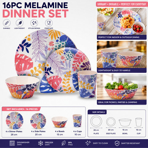 16pc colourful melamine - colourful,