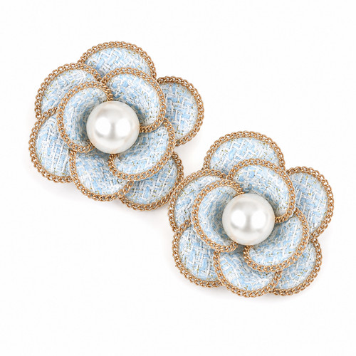2pcs pearl accent blue tweed - pearl,