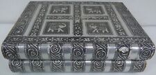 Indian Handcrafted Embossed Zinc Jewellery Box with Cantilever Trays 22x28x9cm