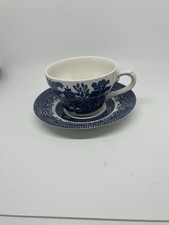 Churchill Willow Pattern Vintage Blue White Cup and Saucer