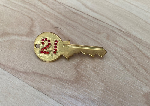 Brass 21st birthday key booch - key,