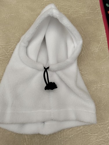 White fleece puppy dog - white, hat