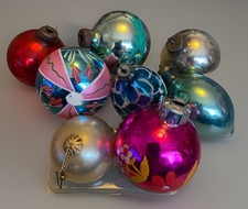 8x Antique Mercury Glass Christmas Tree Ornaments Decorations Mixed Lot