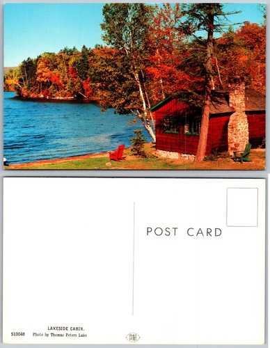Lakeside cabin postcard - lakeside,
