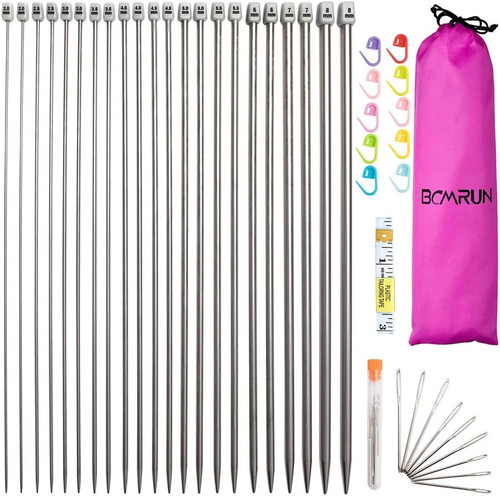 22pcs metal knitting needles - metal,