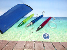 3 Rigged Cedar Plugs saltwater jig sea fishing red blue green & wallet 666