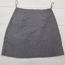 JOY A-Line Short Workwear Skirt Size 12 Black Houndstooth Zip Summer Smart