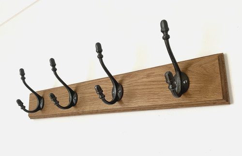 Solid oak coat rack - oak, cast