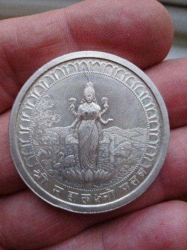 Indian silver token temple - indian,