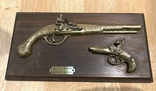 Antique Mounted Brass replica 18 Century Flintlock Pistol pair