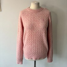 Jack Wills Tinsbury Cable Knit Jumper Pink Merino Wool Blend Sweater 12 NWT FLAW