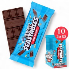 10 x Feastables MrBeast Milk Crunch Chocolate Bars with Puffed Rice – (60g Each)