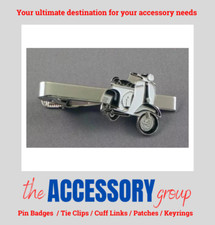 New Vespa Lambretta Scooter Black white MODS Ska tie clip Enamel metal Tie-pin