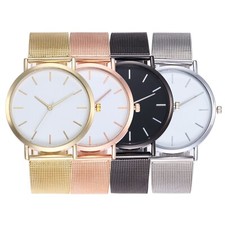 UK Women Ladies Rose Gold Silver Plated Stainless Steel Mesh Band Wrist Watch
