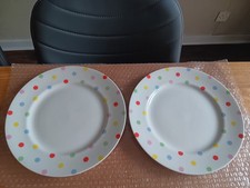 PAIR OF Cath Kidston Queens Fine China  Polka Dot 10.75" DINNER PLATES
