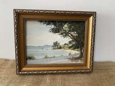 Original Oil Painting Magazine Bay Maraetai by Mary Watkin Framed