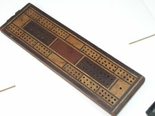 Antique Vintage  Marquetry Crib Cribbage Board