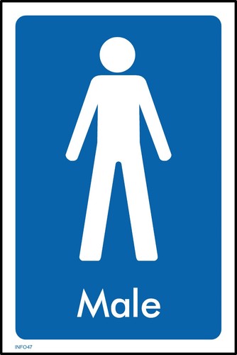 Male toilet sign sticker - or,