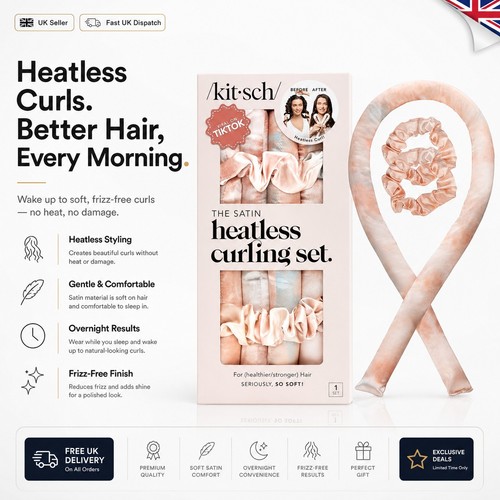 Satin heatless curler set - curler,