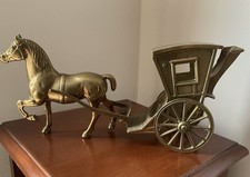 Vintage Brass Horse And Carriage Brass Horse & Carriage STUNNING Brass Ornament