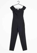 MISS SELFRIDGE SIZE 12 BLACK JUMPSUIT BARDOT OFF SHOULDER SANDY GREASE COSTUME