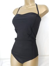 BLACK MARKS & SPENCER HALTER NECK STRAPLESS SWIMSUIT SIZE 38B NEW CONTROL