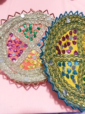 Mehndi Plates, Mehndi Thaali  Thaal, Haldi, Shaadi, Wedding Decor Handmade X2