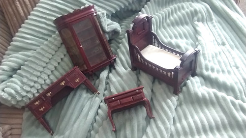 Wooden bedroom dolls house - wooden,