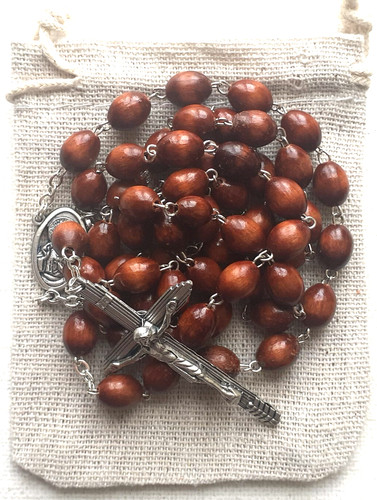 Large wood rosary italian - ,