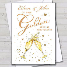 Personalised Golden Wedding Anniversary Card - 50 Years Husband Wife Love Gold