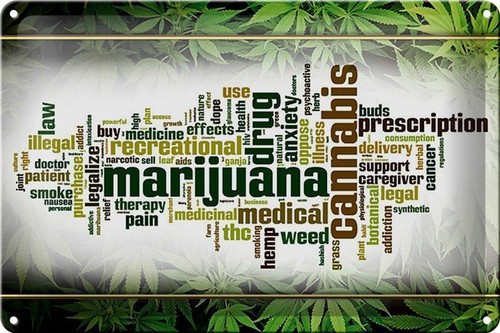 Metal sign cannabis 30x20 - , cm