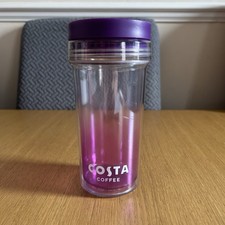 Costa Coffee Tea Water Infuser Travel Bottle Cup Mug Plastic Purple 450ml / 16oz