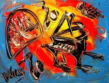 modern abstract jazzmusic art  IMPASTO ARTIST  Original 3DEFFBN