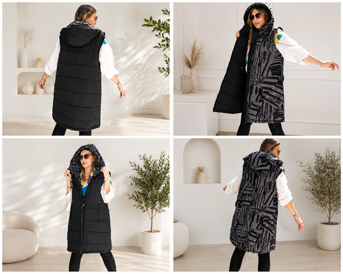 Womens reversible long hooded - reversible,