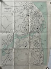 LOWESTOFT - 1948 Vintage Street Map Plan England Suffolk Railway Docks School