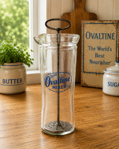 Ovaltine mixer glass jar - ovaltine, with