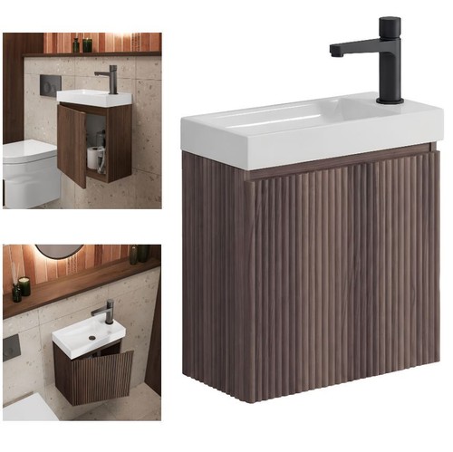 Walnut fluted 400mm cloakroom - fluted,