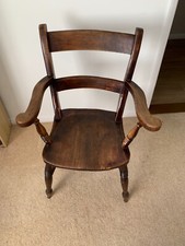 Antique Elm & Beech Oxford Farmhouse Armchair Carver Chair Kitchen Dining Room