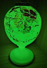 Antique Victorian Opaline Uranium Glass Vase - LARGE - Bohemian Style