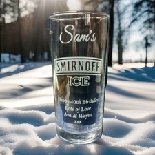 PERSONALISED SMIRNOFF ICE GLASS Dad Sister Christmas GIFT  ANY Name / Message