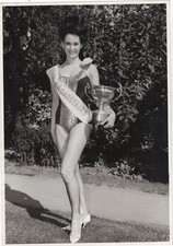 Miss Broadstairs Beauty Queen Pageant Winner Swimsuit Trophy Kent 1966 VTG Photo