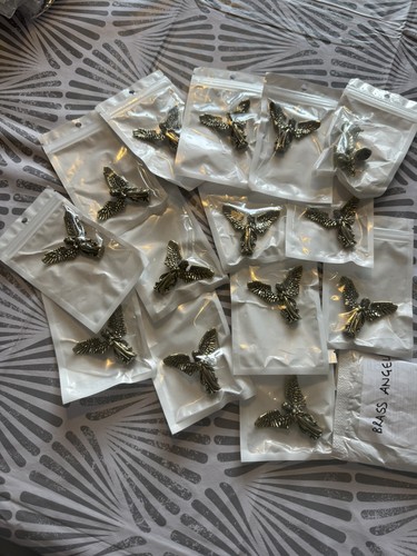 Miniature brass angels - brass,