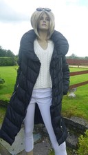 KAREN MILLEN BLACK QUILTED COSY COLLAR PUFFER COAT BELTED  UK 8  Super Condition