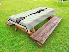 Retro Outdoor Tablecloth Citrus Man on Monowheel Art